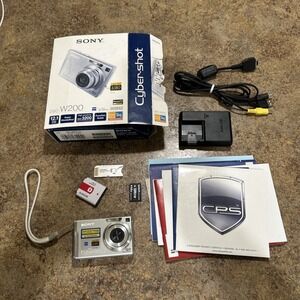 Sony Cyber-shot DSC-W200 12.1MP Digital Silver Camera with Box Mint Tested